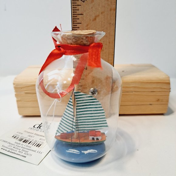 Dennis East Sailboat in a Bottle - Cork Ornament ~ Nice! - Picture 5 of 5